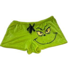 THE GRINCH Dr Seuss Fuzzy Pajama Plush Velour Lounge Shorts Womens Medium